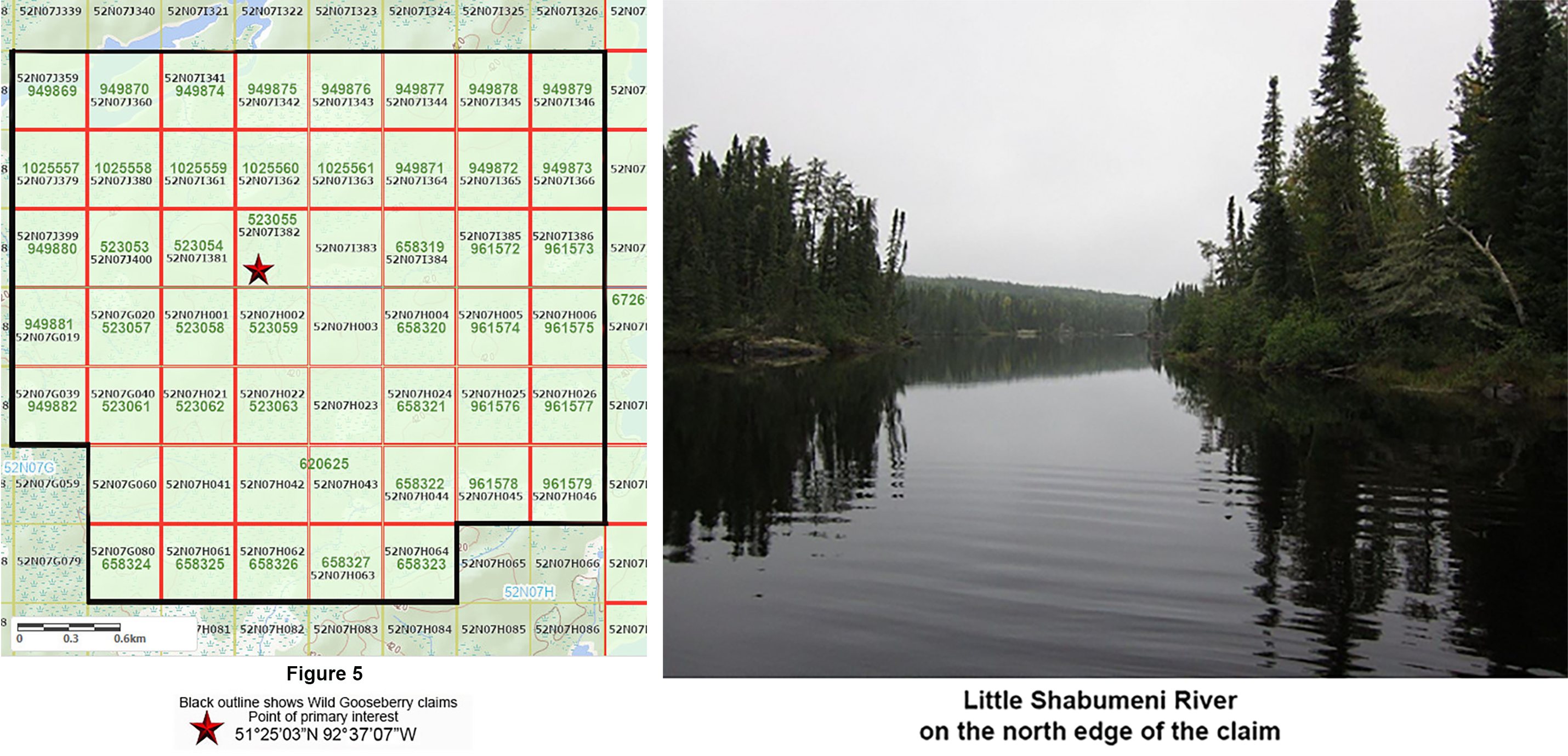 Figure 5 claim map and Little Shabumeni River photograph