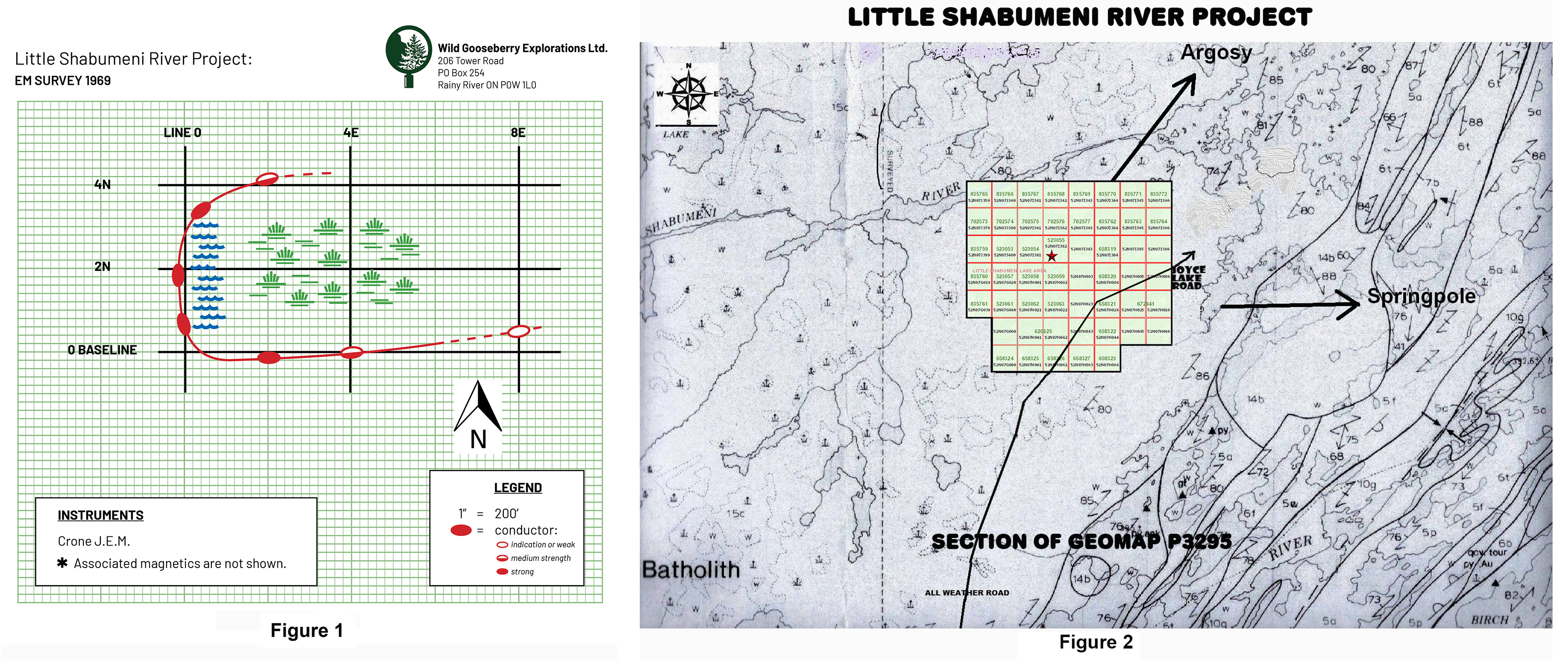 Figures 1 and 2: 1969 survey interpretation and property location